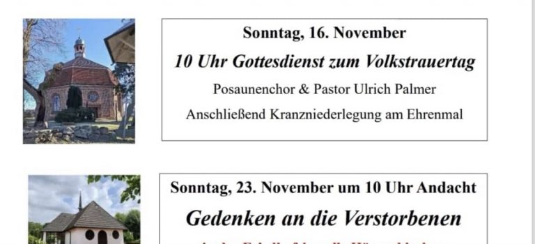 Gottesdienste im November