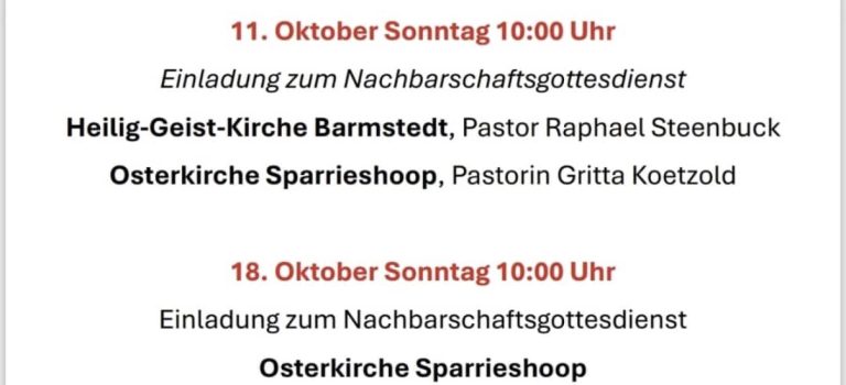 Gottesdienste im Oktober